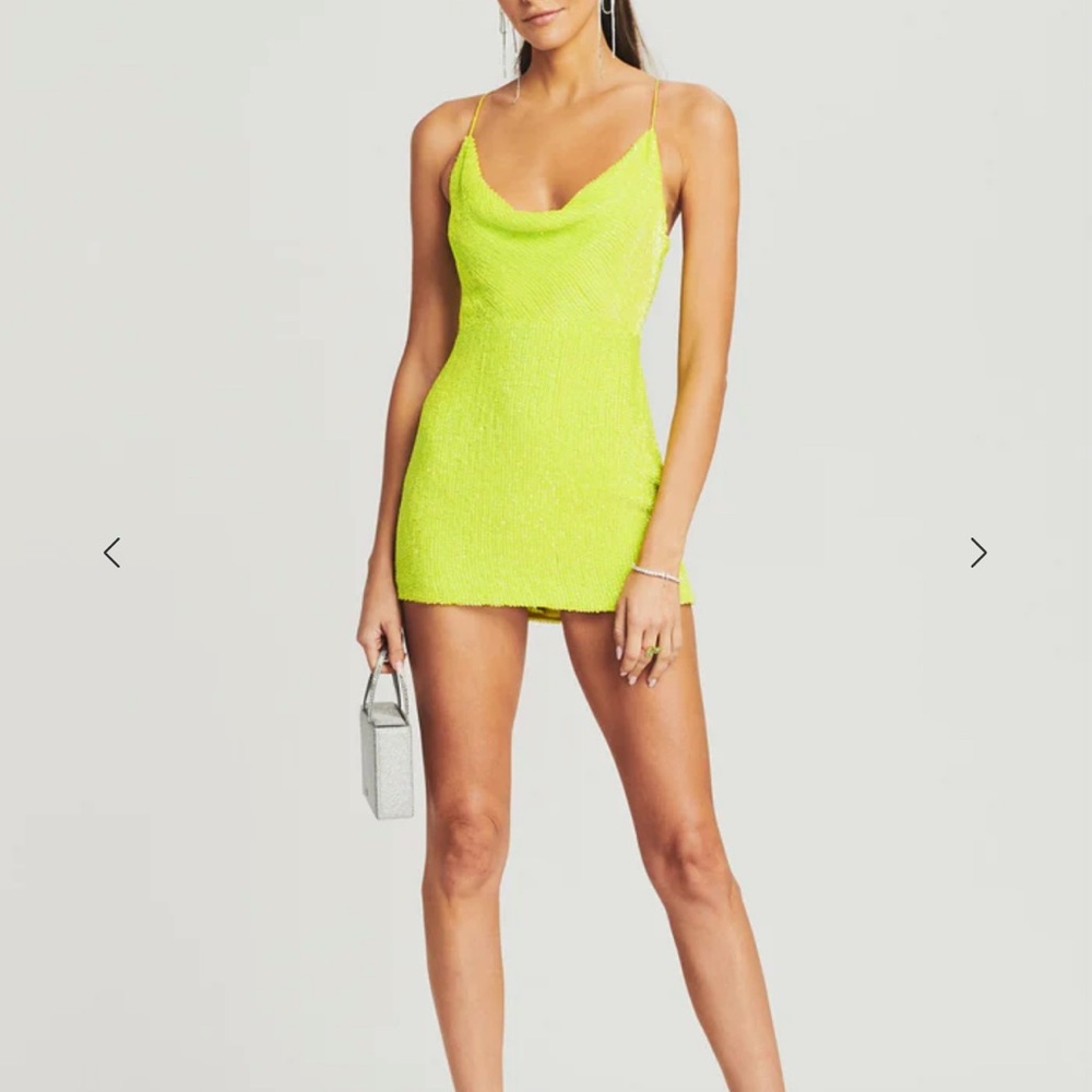 Retrofete Strapless Neon Yellow Dress
